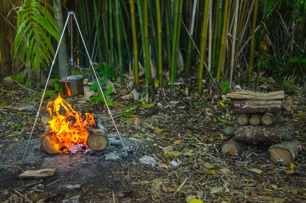 3 Sections Outdoor Camping Tripod, Portable Campfire Pot Rack, Aluminum  Alloy Fire Hanging Tripod